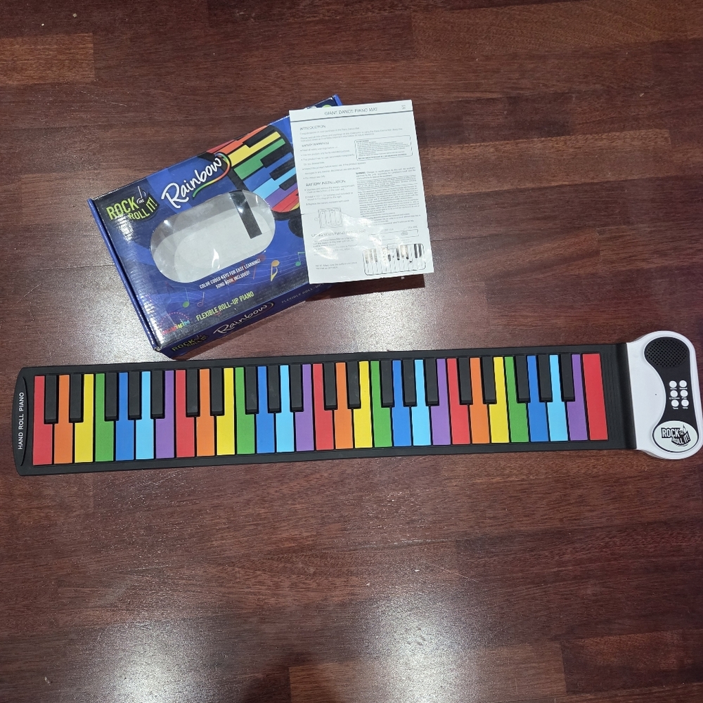 MUKIKIM Rock & Roll It-Kids 49 Key Flexible Roll Up Rainbow Piano Keyboard  Toy